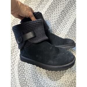 UGG Shaina Sheepskin Knit Black Boots 7 Convertible 1125494